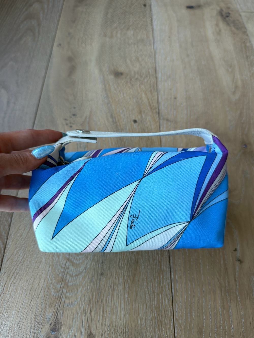 Emilio Pucci Vintage Y2K Blue Psychedelic Silk Geometric Mini Pouch Clutch